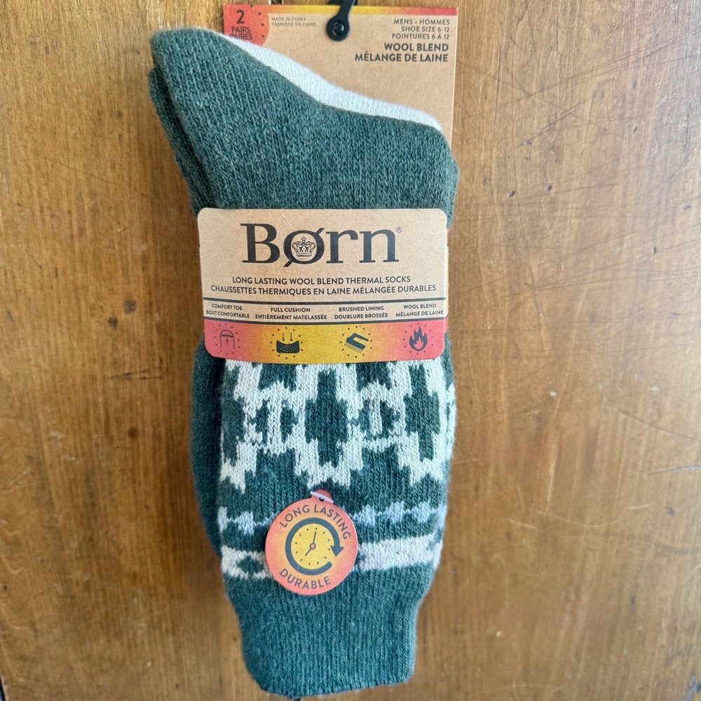 Born 2-Pair Men’s Wool Blend Thermal/Boot Socks